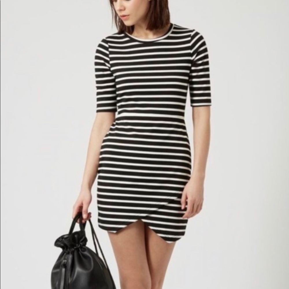 Topshop petite fitted stripped dress